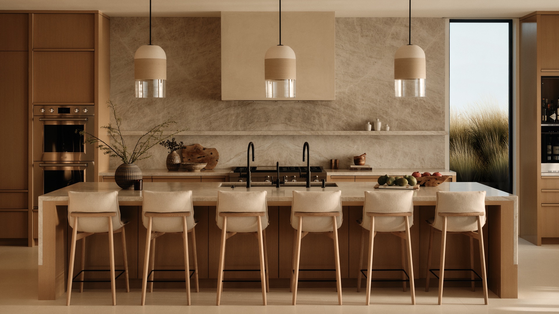 Kitchen with ocean views