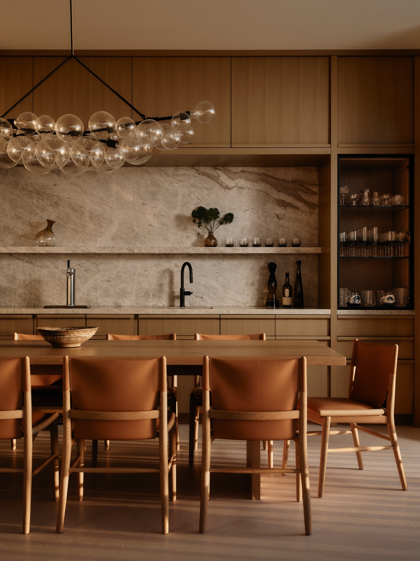 Dining room with chandelier