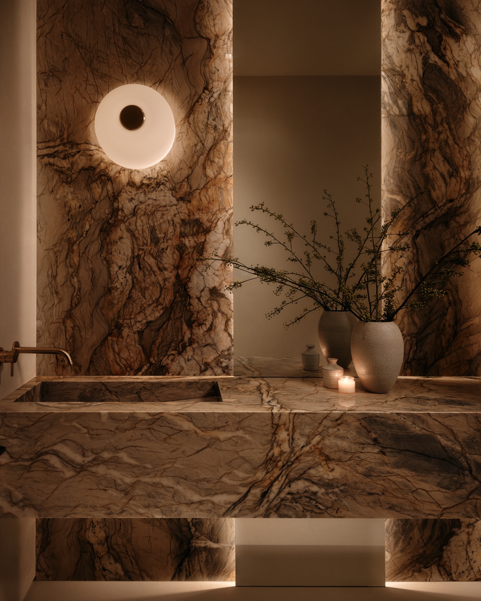 Marble powder room