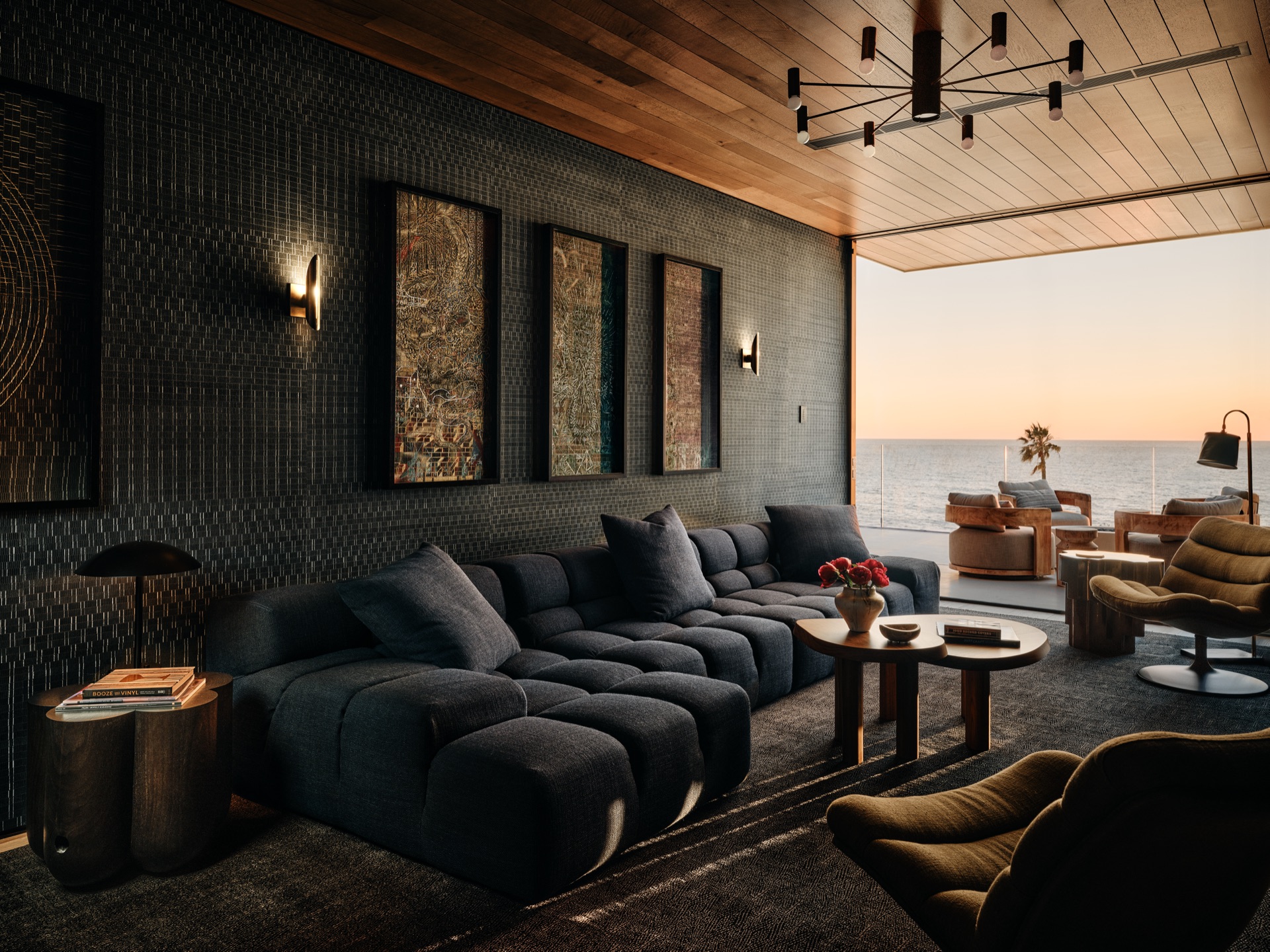 Cinema room with ocean view